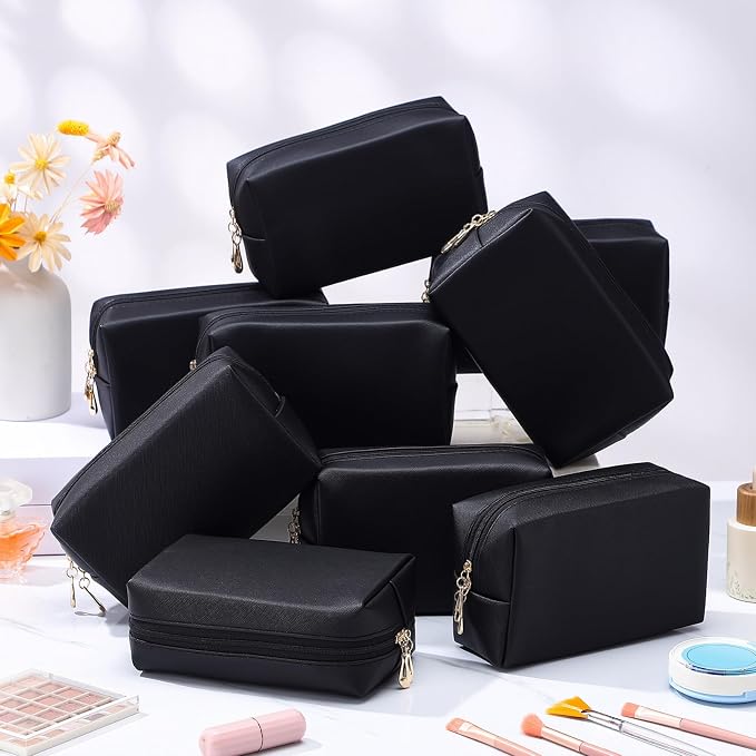 Kigeli Aesthetic Makeup Bags PU Leather Cosmetic Pouches Waterproof Plain Toiletry Bags Makeup Pouches Bulk for Women Party Gift Travel Storage Organizer(Black,7.1 x 2.8 x 4.3 in) - Image 5