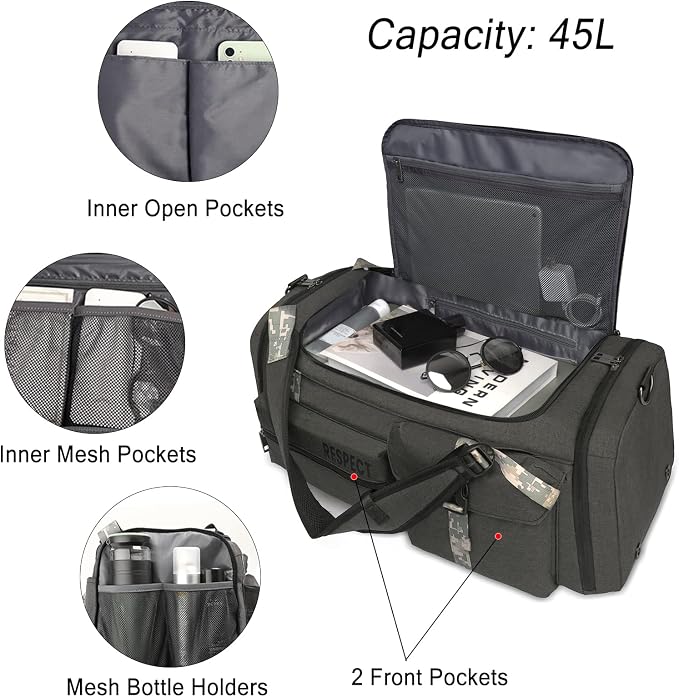 Gym Bags for Men Gym Duffle Bag Backpack 3-Way Sports Duffel Bags for Men with Shoe Compartment & Wet Pocket - Image 4