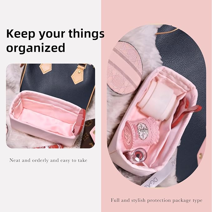 DGAZ Silk Purse Organizer Insert Fits LV Speedy 16/20/25/30/35/45 bags，Silky Smooth Bag Organizer，Luxury Handbag & Tote Shaper（Pink，SP16） - Image 8
