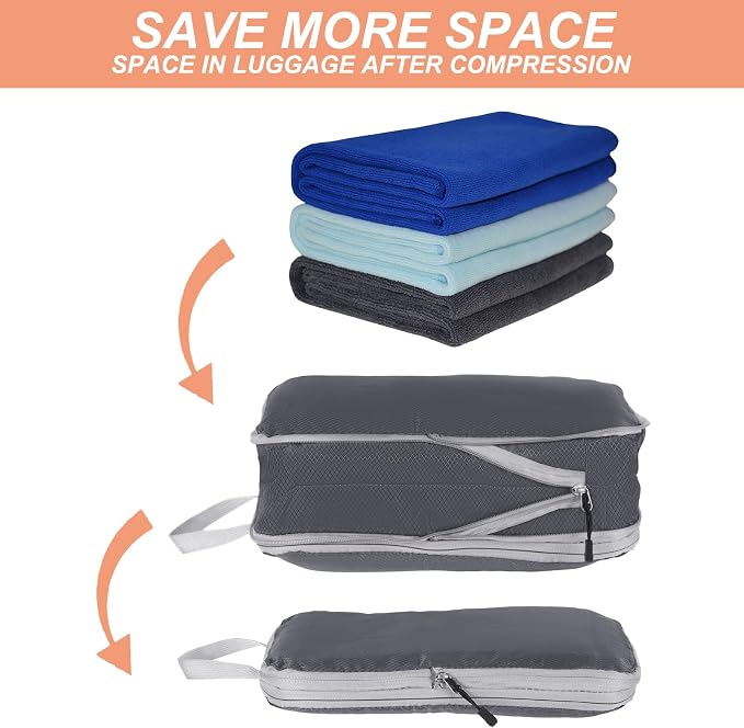 PATIKIL Compression Packing Cube for Travel, 5 Set Waterproof Travel Packing Cube Compression Nylon Luggage Organizer Bags Shoe Bag for Suitcases Backpack, Gray - Image 4