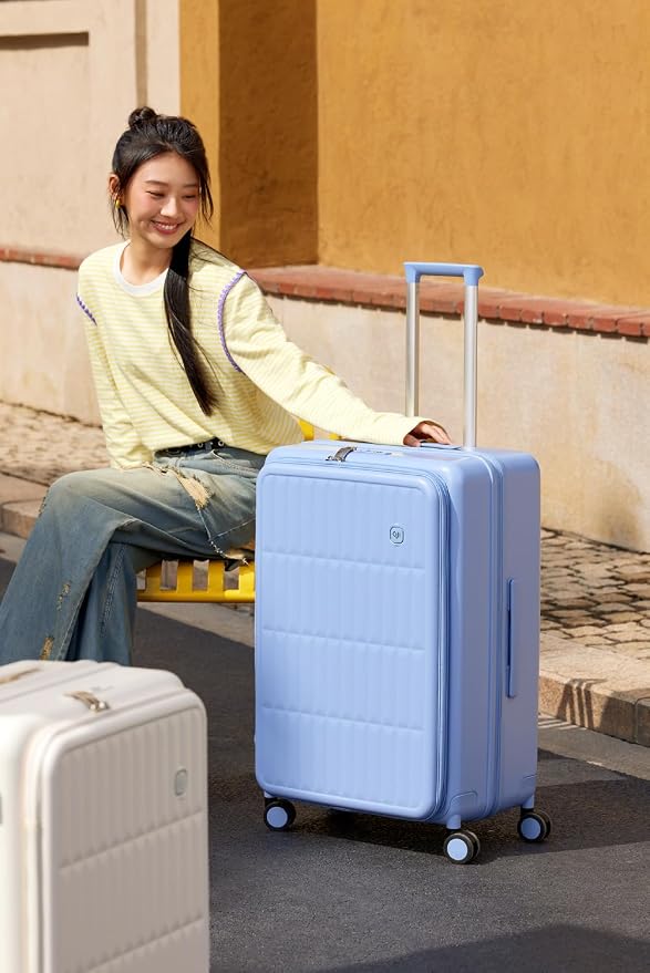 Expandable Top Open 24 Inch Checked Luggage with Spinner Wheels, Large Suitcase with TSA Lock, Hardside Travel Luggage Suitcases for Men Women, for 14+Days Travel, Blueberry Blue - Image 2
