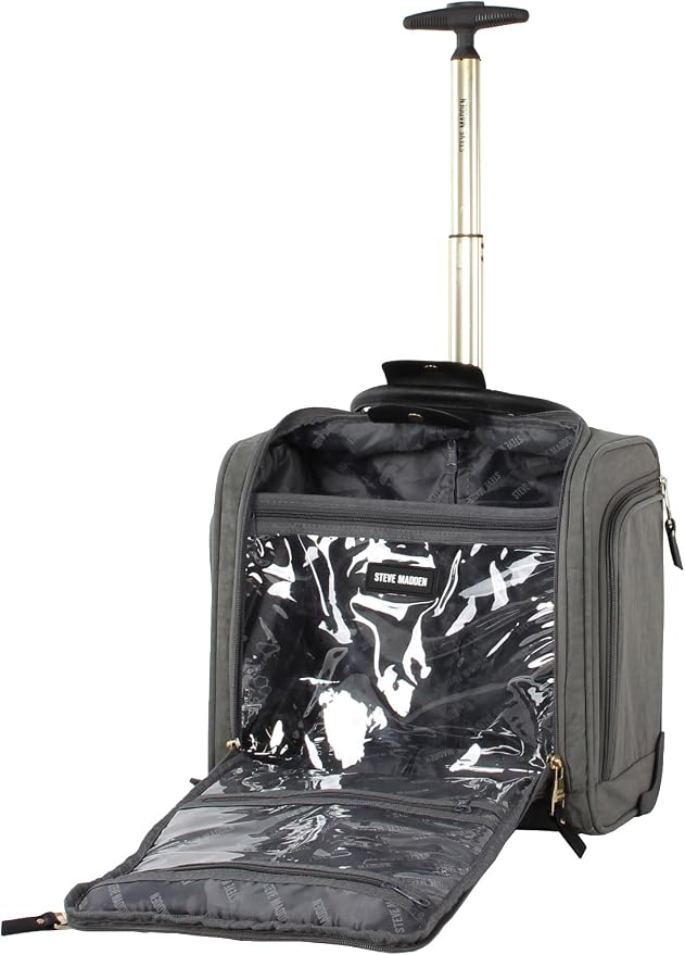 Steve Madden Designer Luggage Collection - 3 Piece Softside Expandable Lightweight Spinner Suitcase Set - Travel Set Includes an Under Seat Bag, 20-Inch Carry on and 28-Inch Checked Suitcase, - Image 7