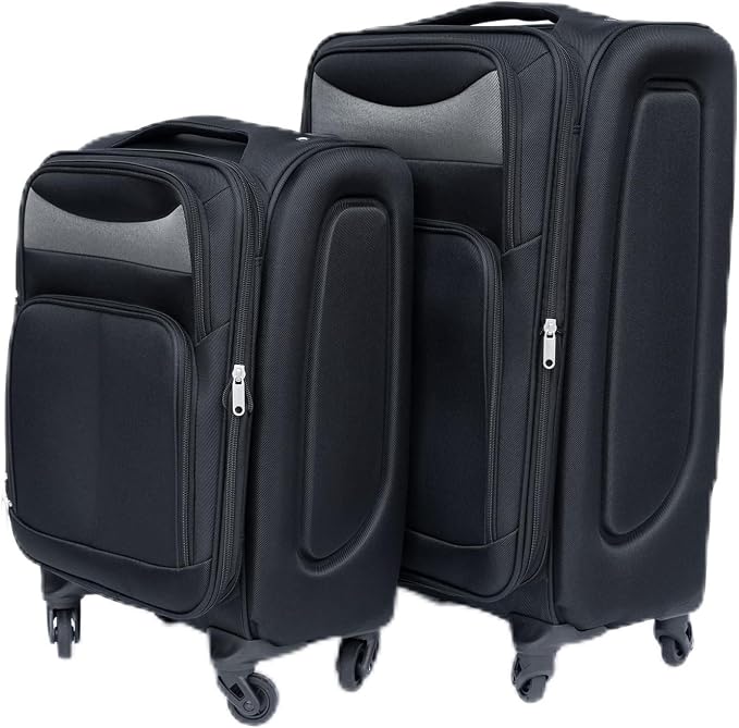 Merax Luggage Set Softshell 2 Piece 20/24 Expandable Suitcase with Wheels | Softside Lightweight Travel Carry on Luggage,Black by Merax