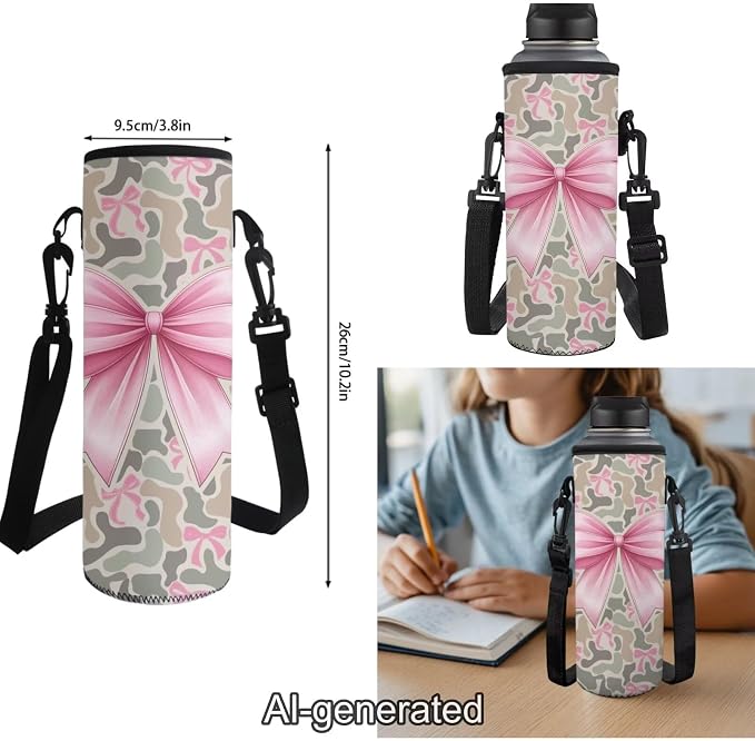 Pink Bow 4 Piece Kids Backpack Set, 17 Inch School Backpack with Lunch Bag, Pencil Case and Water Bottle Holder, Lightweight Multi-Pocket Bookbag for Elementary Middle School - Image 7