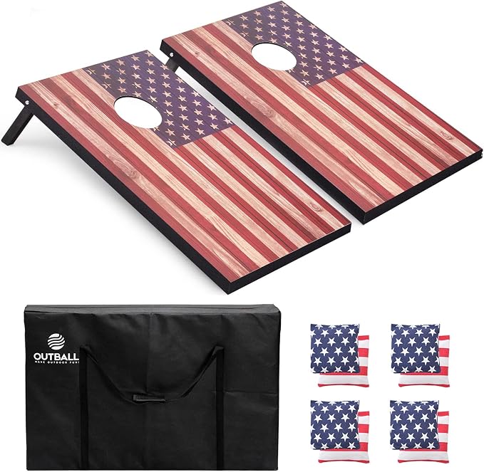 Cornhole Set 4x2 and 3X2 Regulation Size Corn Holes Sets with Carrying Bags & 8 Bean Bags Cornhole Boards Bean Toss Games for Adults Family Outdoor Beach Lawn Outside Backyard Games by OUTBALL