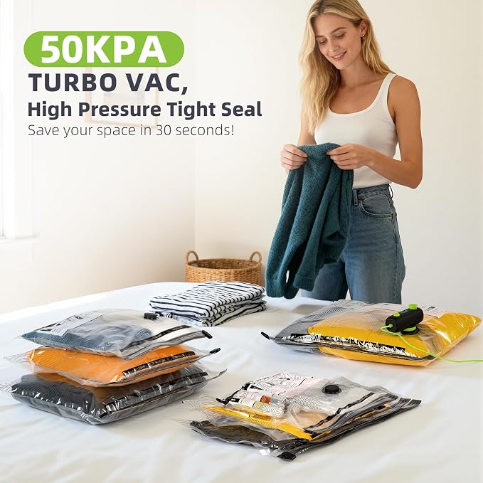 Vacuum Bags for Travel - USB Electric Pump, 18 Pack Carry-on Size Vacuum Seal Bags for Clothing - Space Saver Vacuum Storage Bags for Luggage, Travel Essentials. - Image 2
