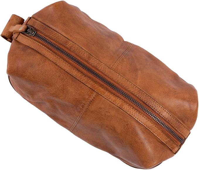 KomalC Premium Unisex Vintage Vanity Dopp Kit - Travel Toiletry Bag Shaving for Men and Women (Light Tan) - Image 2