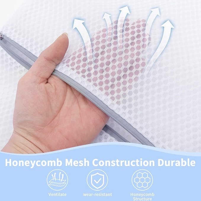 Laundry Bags Mesh Wash Bags with Strong Zipper, Upgraded Honeycomb and Fine Mesh Design Delicate Laundry Bag for College,Dorm,Storage(12X16IN, 24PCS) - Image 3