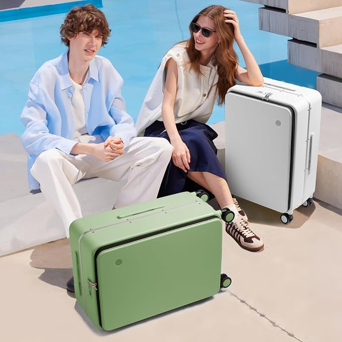 mixi 20 Inch Carry On Luggage 22x14x9 Airline Approved PC Hard Shell Suitcase Top Opening Aluminum Frame Travel Suitcases with Wheels, Avocado Green - Image 2