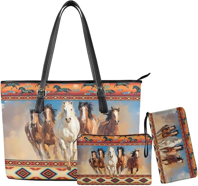 Women Purse Handbags Wallet Sets Leather Shoulder Tote Bag for Women,Top Handle Purse with Wrist Wallet Bag by Unknown