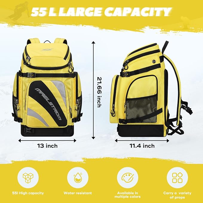 Maelstrom Ski Boot Bag,55L Large Ski Boots Travel Backpack for Men Women,Waterproof Snowboard Boot Bag for Skis Accessories - Image 4