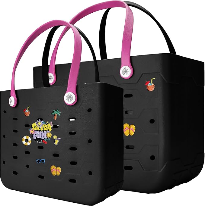 2-Pack Large Beach Bags XL & M Waterproof Tote, Sandproof, Washable- Essentials: Pool, Boat, Sports, Groceries by Unknown