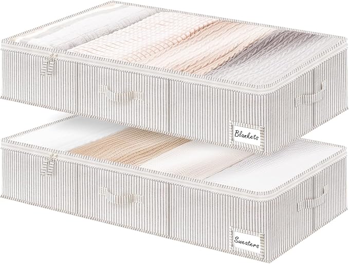 StorageWorks Extra Large Under Bed Storage Containers with Handles and Label Holder, 2 Pack Ultra-thick Fabric Underbed Bins, Closet Organizer for Clothes, Blankets, Sweater - Image 9