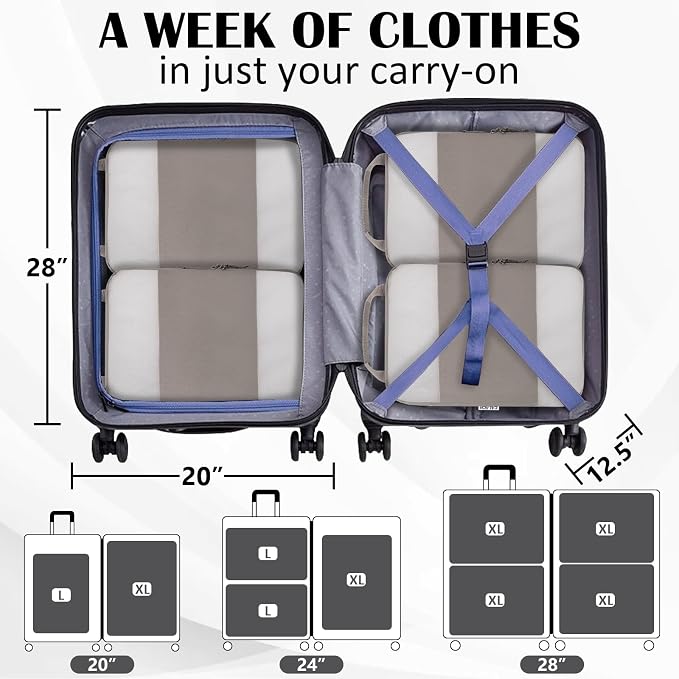 Extra Large Compression Packing Cubes, 2 Set Compression bags for Travel Packing Organizer, Expandable Compression Cubes for Travel, Khaki Mesh - Image 5