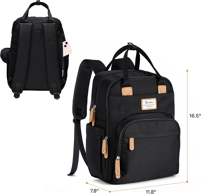 RUVALINO Diaper Bag Backpack, Multifunction Travel Pack Maternity Baby Changing Bags, Large Capacity, Waterproof, Black - Image 9