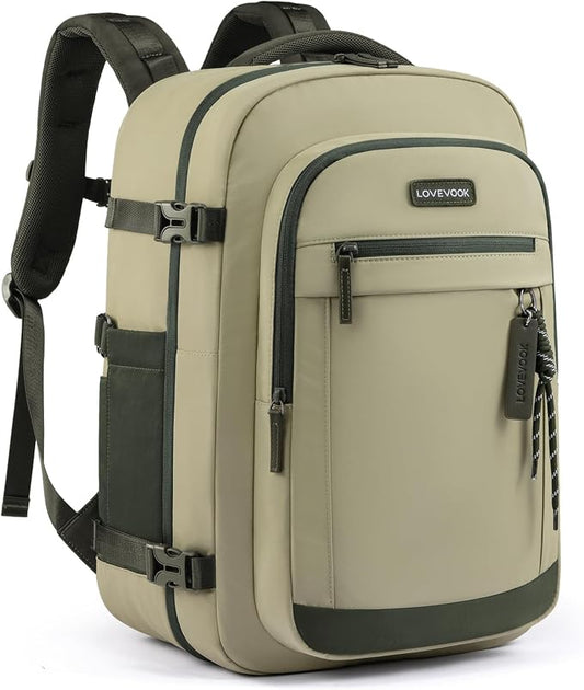 LOVEVOOK 40L Travel Backpack for Women & Men, Airline Approved Carry On Luggage, TSA Personal Item Bag fits 15.6 Inch Laptop, Waterproof Weekender Overnight Suitcase for Work, Green by LOVEVOOK