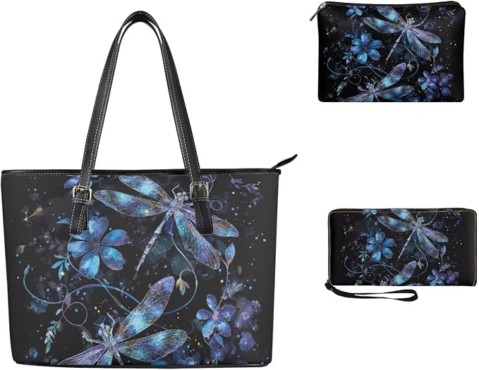 Women Purse Handbags Wallet Sets Leather Shoulder Tote Bag for Women,Top Handle Purse with Wrist Wallet Bag - Image 3