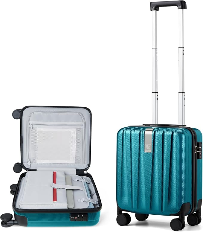 Hanke 16 Inch Underseat Carry on Suitcases with Wheels,Lightweight Hard Shell Carry on Luggage with Wheels for Weekender,Travel Approved Small Suitcase,Travel Luggage for Womem Men,Caribbean Blue. by Hanke