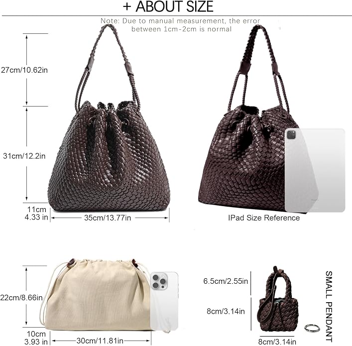 JINMANXUE Woven Purse for Women, Beach Hobo Shoulder Bag, Top-handle Tote Handbag, Shopper Underarm Satchel for Work Travel | Spacious Lightweight - Image 4