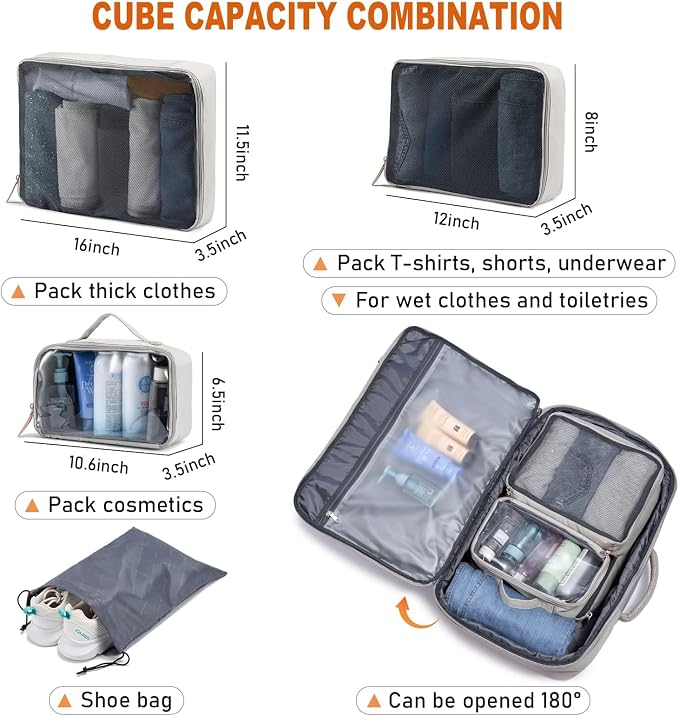 LOVEVOOK Carry on Backpack, 40L Travel Backpack for Women Men Airline Approved, Expandable Large Suitcase Backpacks With 4 Packing Cubes, Aer Travel Pack 3, Water Resistant Weekender Bag - Image 4
