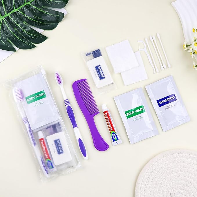 Pack of 50 Hygiene Kit, Toiletry Kit Bulk, Individually Packed, Travel Disposable Hygiene Kit, Homeless Care Package Supplies,Suitable for Hotel, Camping, Travel