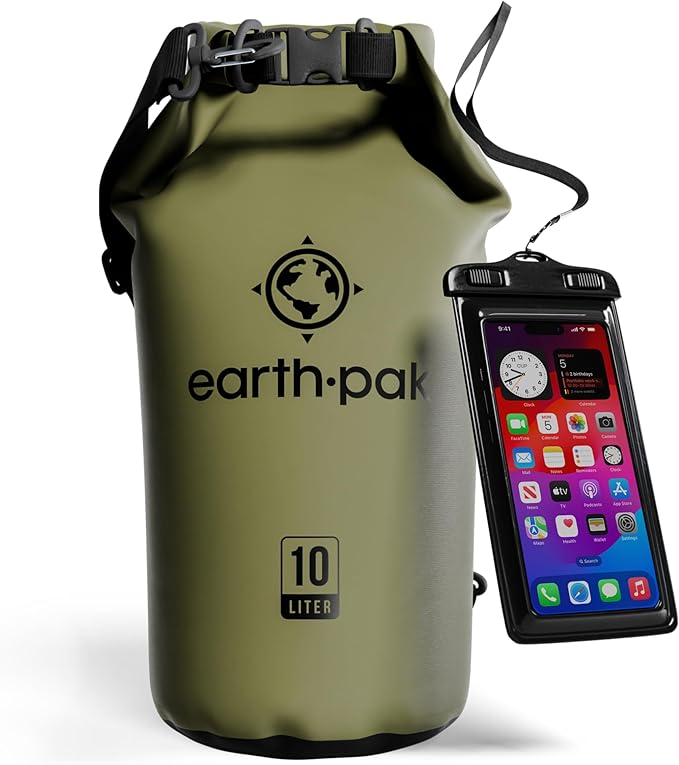 Earth Pak Waterproof Dry Bag - Roll Top Waterproof Backpack Sack Keeps Gear Dry for Kayak with Waterproof Phone Case by earthpak