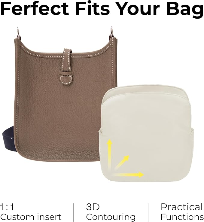 Tote Bag Organizer Insert for HERMES Evelyne16 Handbag, Custom Fit Inside Premium Craie Lightweight WaterResistant Purse Insert - Image 3