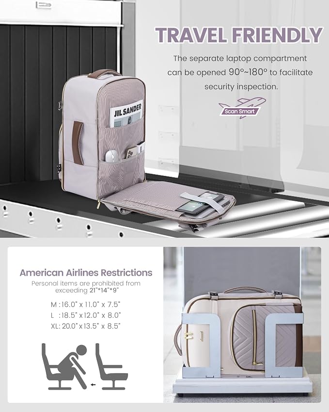 LOVEVOOK Travel Backpack for Women,50L Carry On Backpack for Airplanes,18 Inch Laptop Personal Item Travel Bag,TSA Approved Carry On Luggage,Waterproof Weekender Business Hiking Bag - Image 2