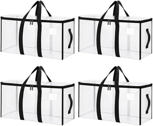 Songrey Heavy Duty Moving Bags, 4 Pack Large Storage Bags with Zipper & Handles, Waterproof Totes Bags for Clothes Packing, Moving, College Supplies, Home Organization by Unknown