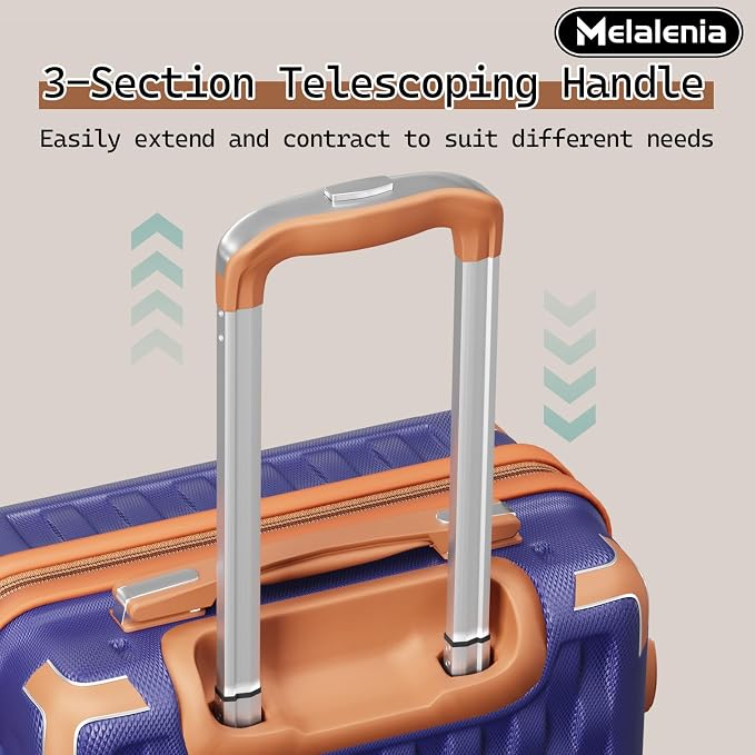 Melalenia Luggage Sets 7 Piece Hard Shell Carry on Suitcase with Spinner Wheels and TSA Lock, Lightweight Travel Duffel Bag for Women, Men, Navy Brown - Image 3