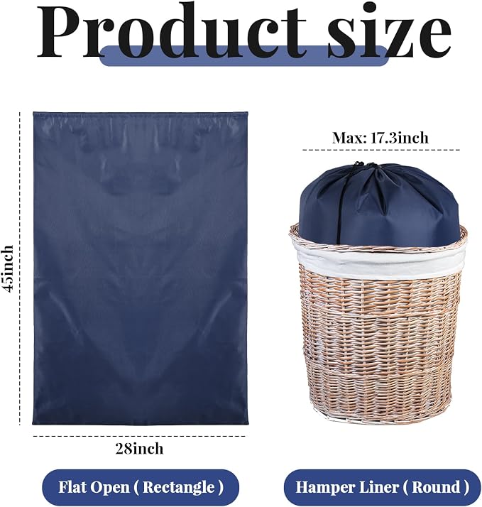 Woanger 12 Pack 28 x 45 Inch Extra Large Laundry Bags Bulk, Navy Blue | Washable Travel Laundry Bag with Drawstring Closure Large Dirty Clothes Organizer for College Dorm Home Hotel Camping - Image 2