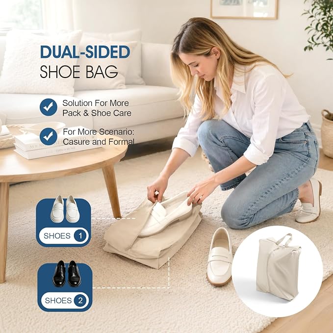 Compression Packing Cubes for Travel - Double Zipper Luggage Organizer Bags for Suitcases (6-Pack, Beige) - Image 5