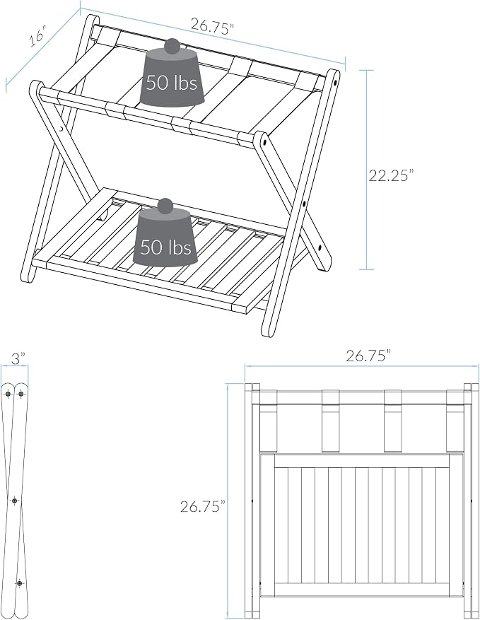 Casual Home Shelf-White Luggage Rack, 26.75" Wide - Image 6