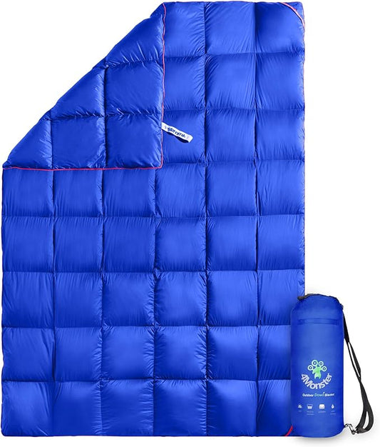 4Monster Down Camping Blanket, 650 Fill Power Ultralight Packable Puffy Blanket, Warm, Waterproof & Windproof Outdoor Quilt for Backpacking, Travel, Stadium, Beach by 4Monster