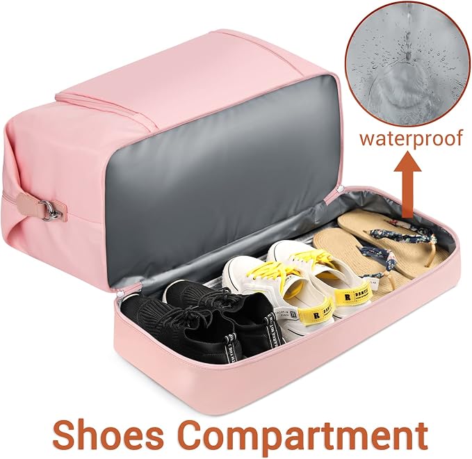 Travel Weekender Bag for Women, 21" Overnight Bag with Shoe Compartment 50L Large Travel Duffel Bag Carry On Tote for Weekend, Overnight, Business Trips, Water Resistant - Image 4