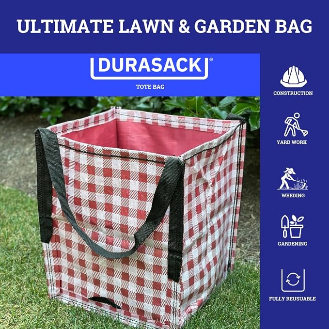 DURASACK Heavy Duty Storage Tote Bag 22-Gallon, Gingham Red | Rugged Woven Polypropylene Moving Bag, Reusable Self-Standing Design, Holds up to 500 Pounds - Image 6