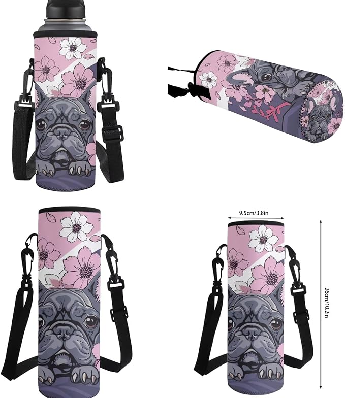 French Bulldog Backpack and Lunch Box for Girls 6-7/7-8 Floral Kids Bookbag with Lunch Bag Set 4PCS Elementary School Back Pack Lunchbox Pencil Case Water Bottle Holder Preschool Book Bags - Image 7