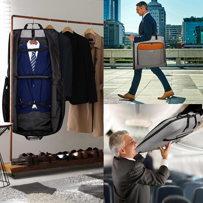 Garment Bag Travel Suit Bag Large 40-Inch Carry on Bag Up to 3 Suits,2 in 1 Hanging Luggage Bags, Fits 15.6Inch Laptop - Image 7