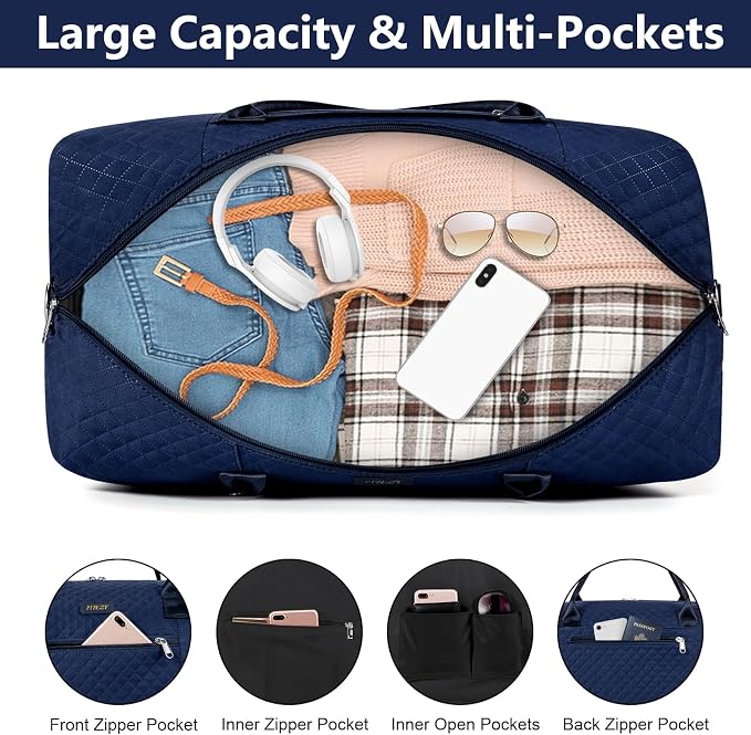 ITIEZY Weekender Overnight Bag for Women - Large Travel Duffel Bag with Shoe Compartment, Gym Duffel Bag Hospital Bag Carry On Tote Bags for Airplanes with Crossbody Bag Toiletry Bag 3Pcs Set - Image 4