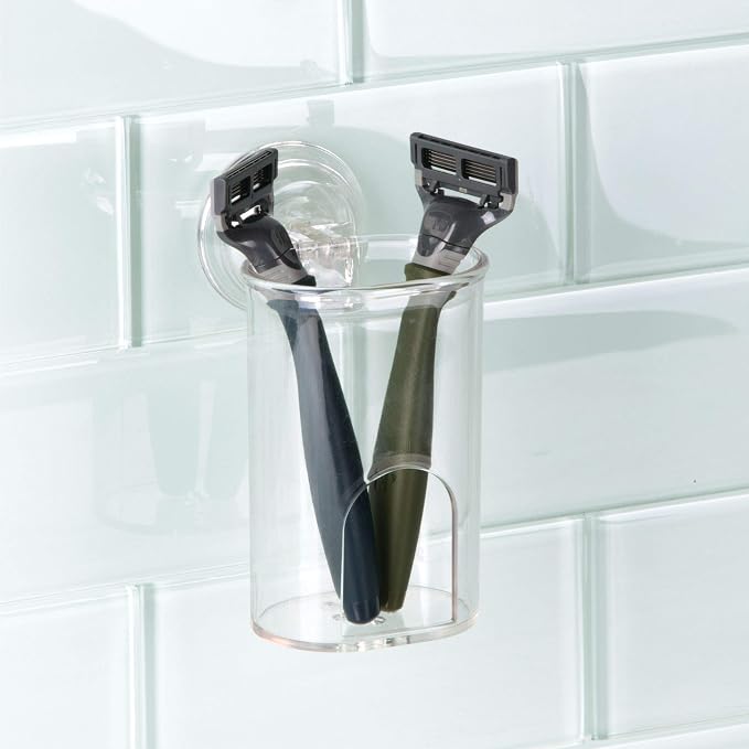 iDesign Plastic Suction Tumbler Cup, 3" x 3.5" x 4.5", Clear | Bathroom Organizer, Mirror or Shower Storage - Image 3