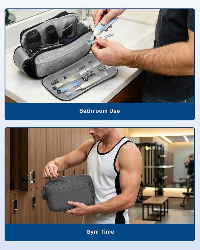 Hynes Eagle 9L Large Toiletry Bag for Men Women Durable Travel Shaving Dopp Kit Water-Resistant Makeup Bag Organizer Case for Grooming Accessories Navy Blue - Image 2