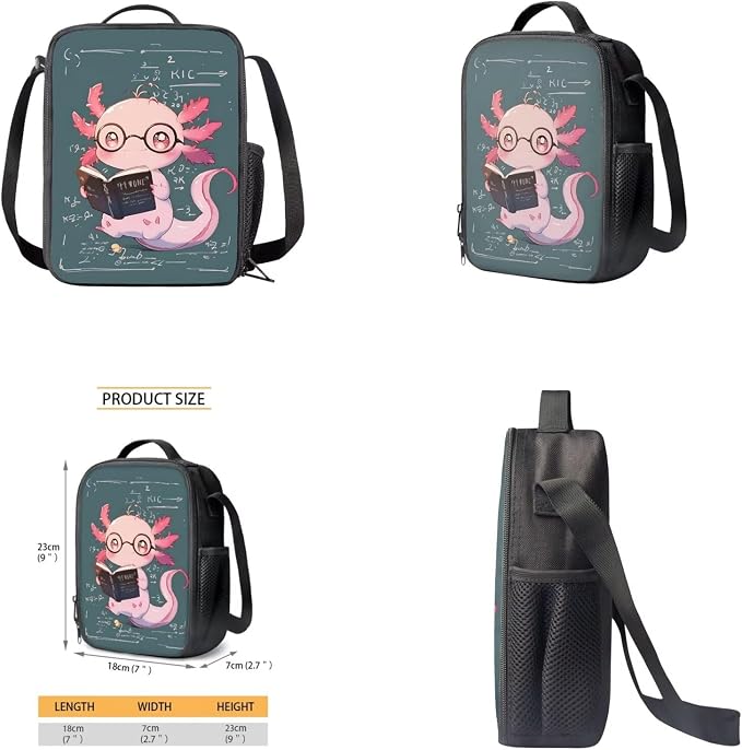Cartoon Axolotl Kids Backpack with Lunch Box Boys Large Capacity Elementary Schoolbag Set for Girls Primary Middle School Bookbag Cute Back to School Gifts for Students - Image 4