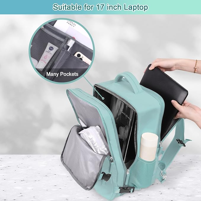 Sinaliy Large Travel Backpack for Women, 40L Carry On Backpack, 17 Inch Laptop Waterproof Backpack, College Bookbag, Backpack for Women, as Person Item Flight Approved | Waterproof Large Expandable College Bookbag, as Person Item Flight Approved with A... - Image 5