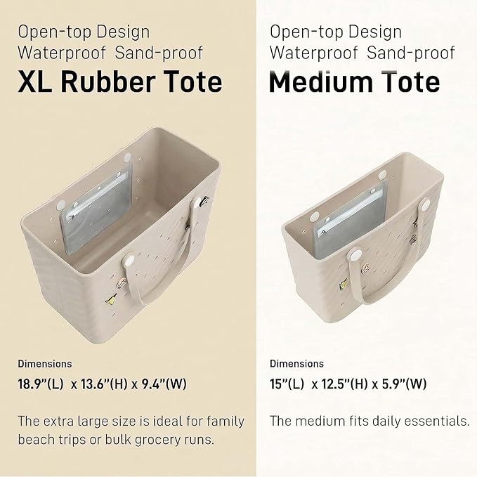 Rubber Tote Bag Extra Large & Medium, Waterproof Beach Bag for Women Men, Pool Travel Swim Silicone Tote - Image 3