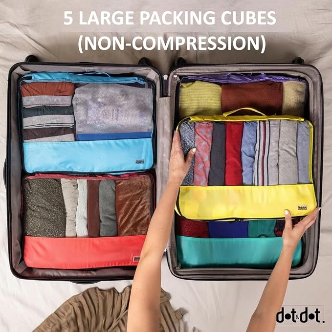 5pc Purple Large Packing Cubes for Suitcases - Travel Packing Organizers for Carry on Luggage Cubes set of 5 - Image 6