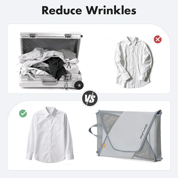 Ponhog Grment Folder for Travel 2-Pcs Grey | Original Garment Packing Folder, Foldable Clothes Shirt Bags with Wrinkle-Free Folding Board and Compression Wings - Image 3