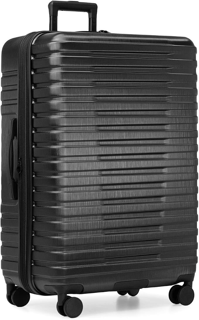 U.S. Traveler Boren Expandable Hardside Rugged Travel Luggage with 8 Spinner Wheels, Black, Checked-Large 30-Inch by USTraveler