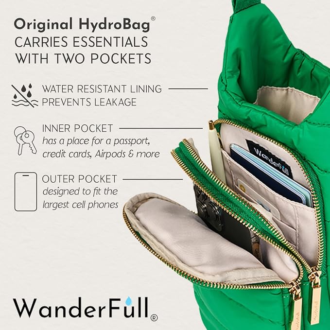 WanderFull® Original HydroBag®, Fits Up to 32 oz Water Bottle Holder with Strap, Gift for Women, Hands-Free Crossbody, Water Bottle Carrier Bag with Phone Pocket - Image 5