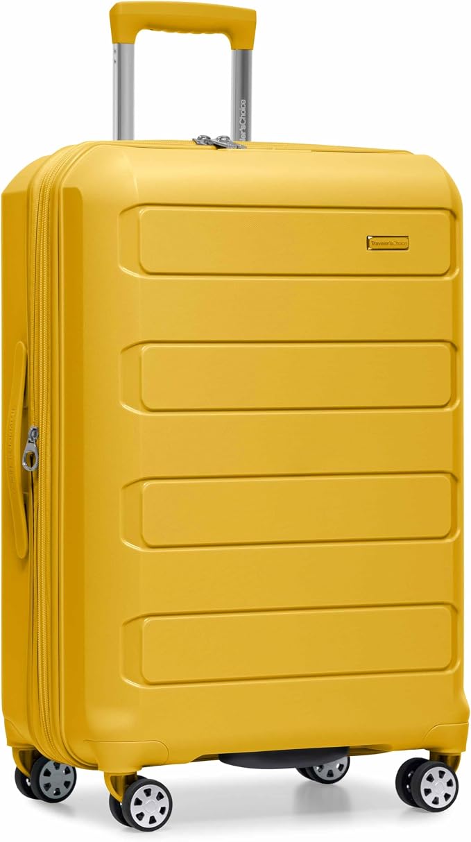 Traveler's Choice Pagosa Hardshell Expandable Luggage with Spinner Wheels, Yellow, 27-Inch Medium by TravelersChoice