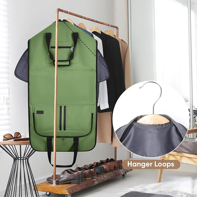 BALEINE Travel Garment Bag, Travel Suit Bag for Men, Water Resistant Carry on Garment Bag for Hanging Clothes, Garment Duffel Bag for Travel Business (Green-Convertible) - Image 10